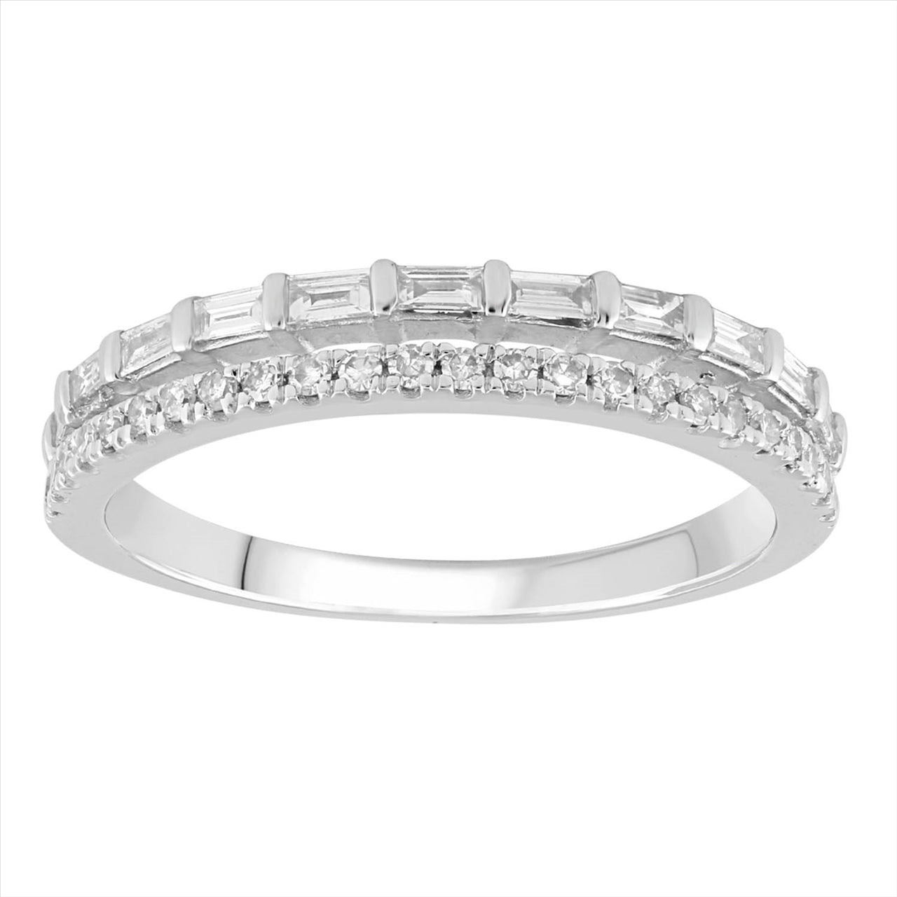 Two Row Ring with 0.33ct Diamonds in 9K White Gold