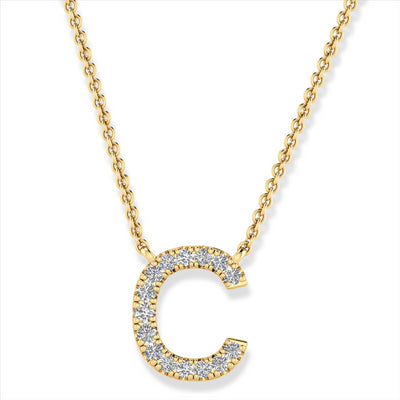 Initial 'C' Necklace with 0.06ct Diamonds in 9K Yellow Gold