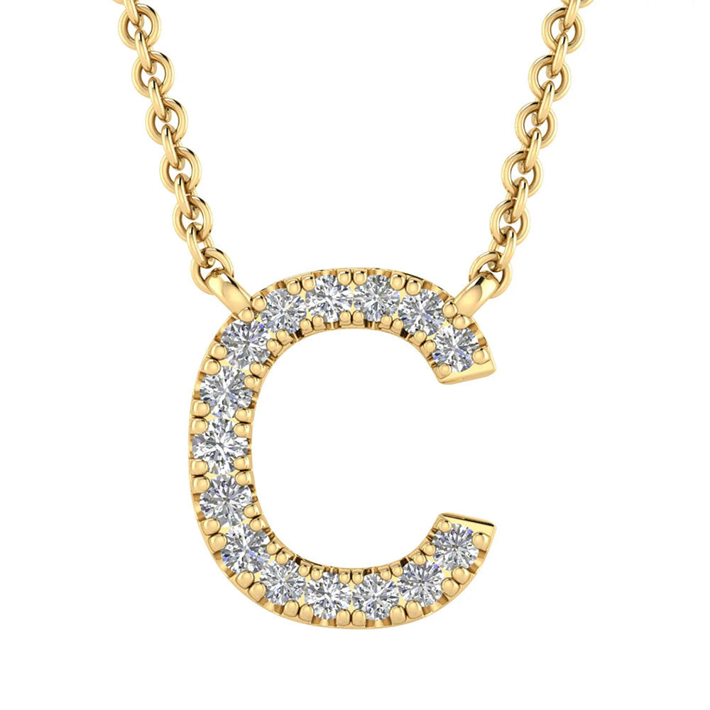 Initial 'C' Necklace with 0.06ct Diamonds in 9K Yellow Gold