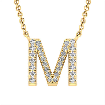 Initial 'M' Necklace with 0.09ct Diamonds in 9K Yellow Gold