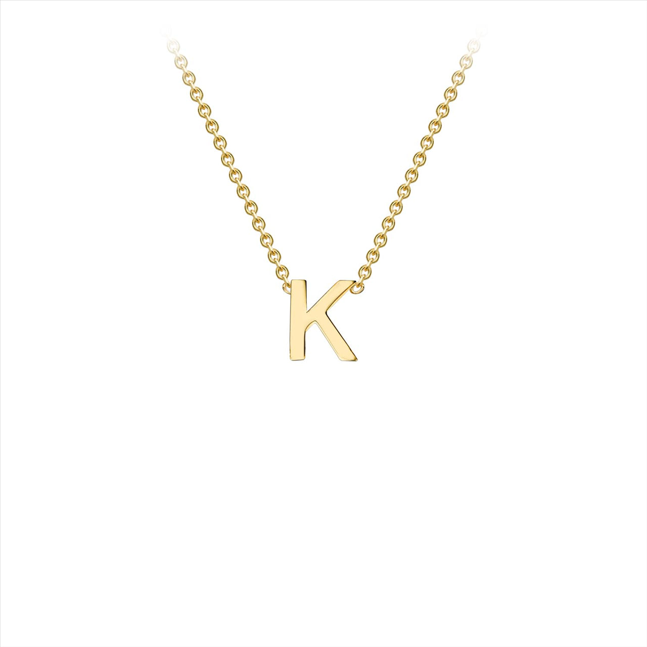 9K Yellow Gold 'K' Initial Adjustable Necklace 38cm-43cm