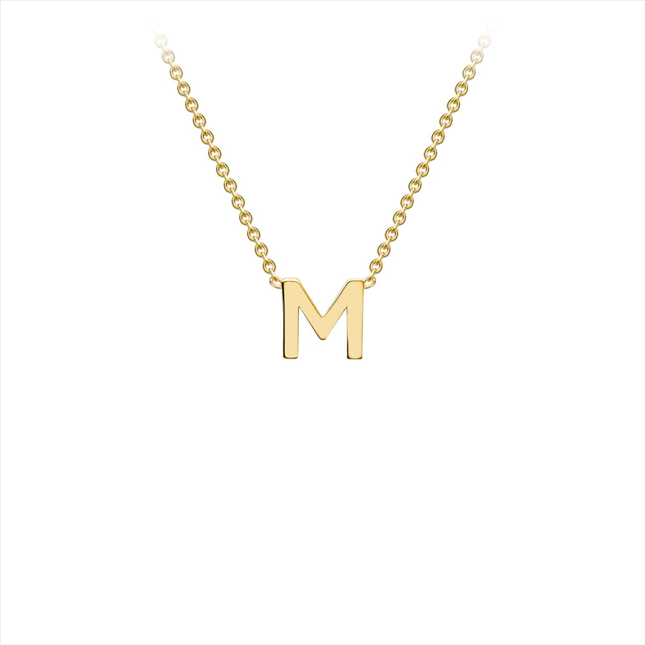 9K Yellow Gold 'M' Initial Adjustable Necklace 38cm-43cm