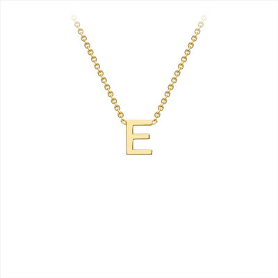 9K Yellow Gold 'E' Initial Adjustable Necklace 38cm-43cm