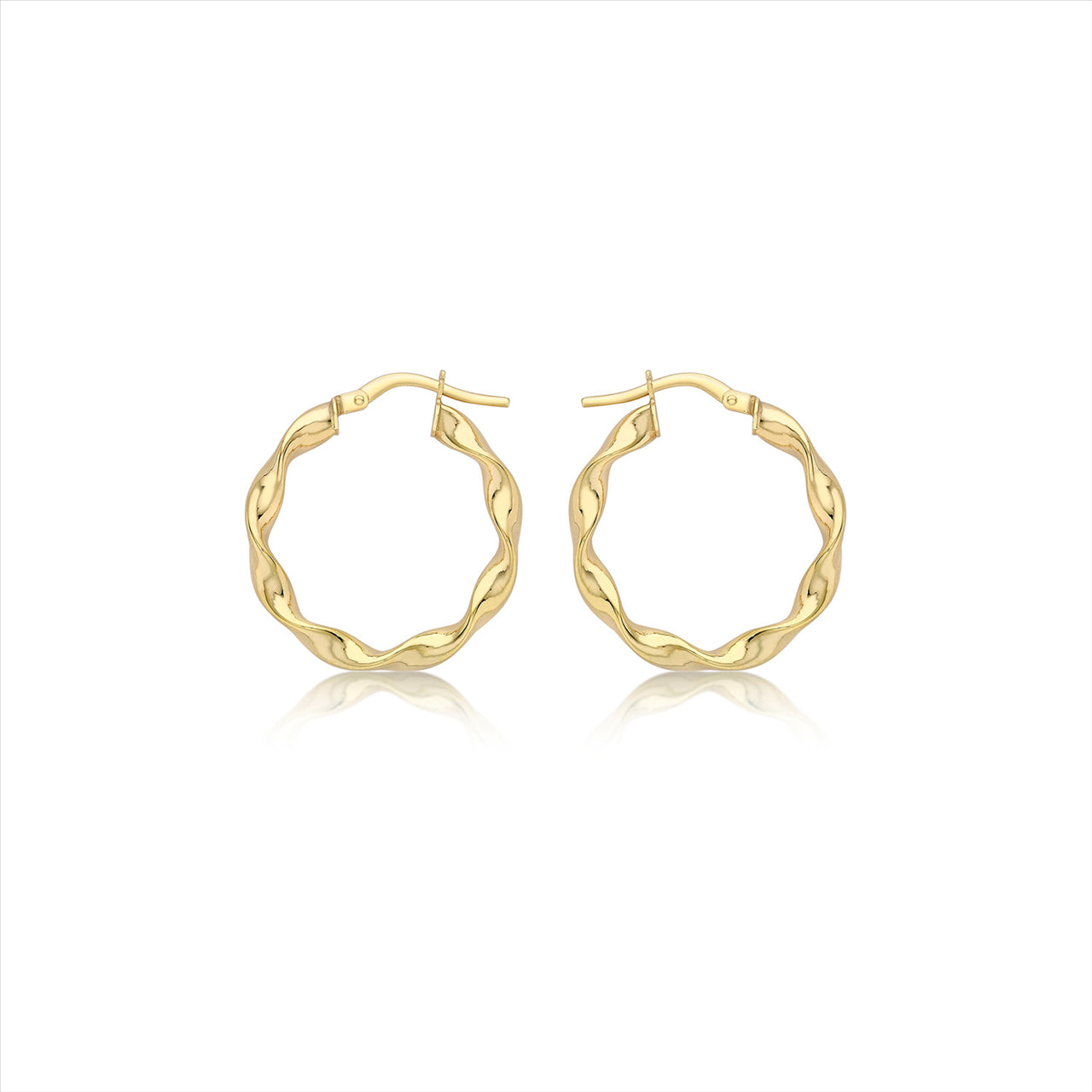 9K Yellow Gold 22.5mm Twist Hoop Creole Earrings