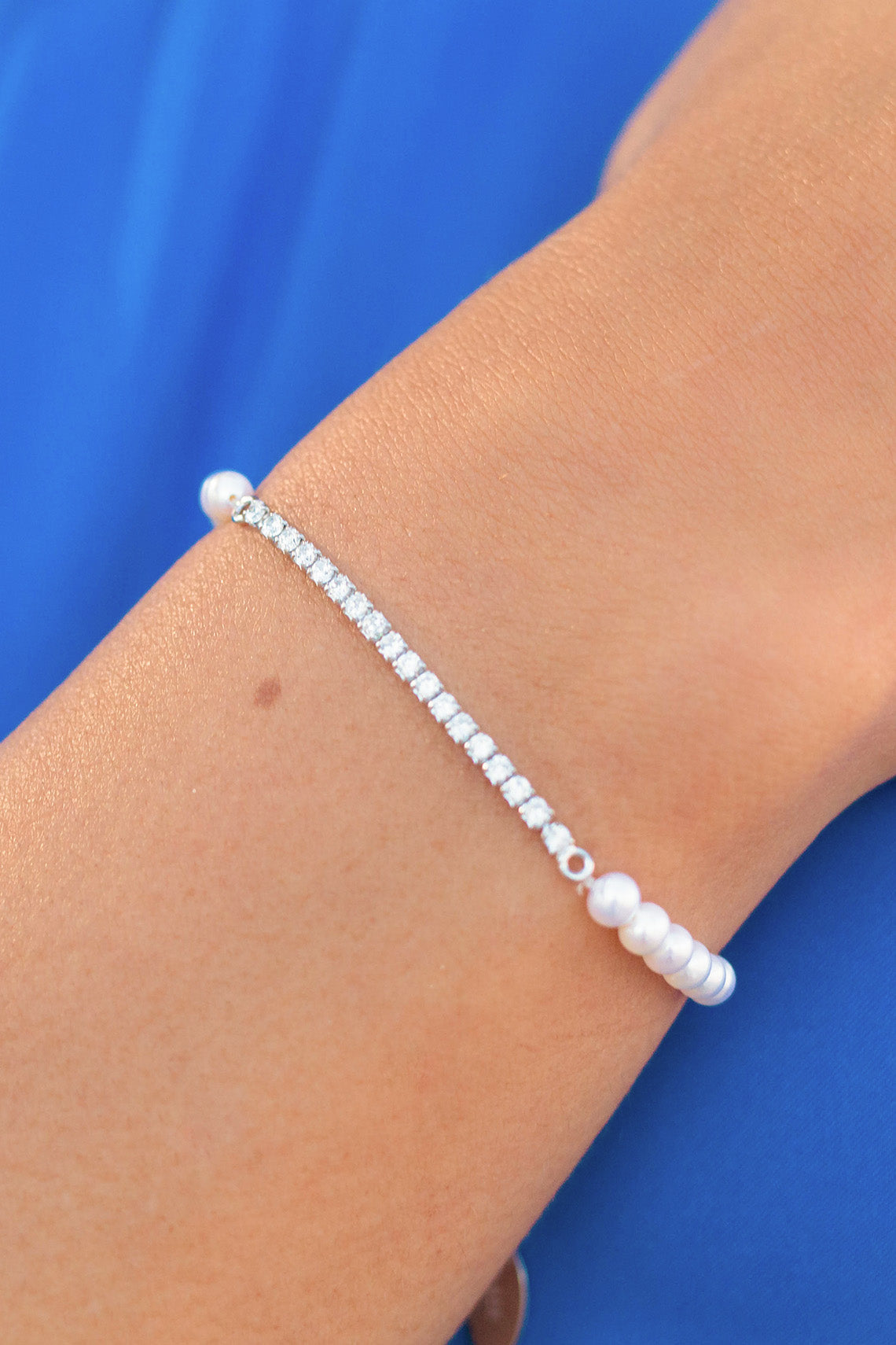 OCEANS WHITEHAVEN FRESHWATER PEARL TENNIS BRACELET 16cm +4cm