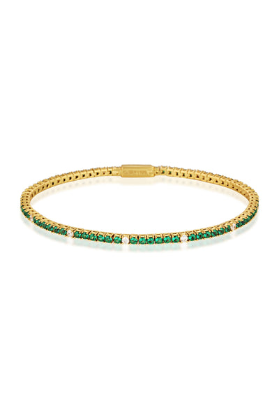 MILESTONE EMERALD 2MM TENNIS BRACELET IN GOLD