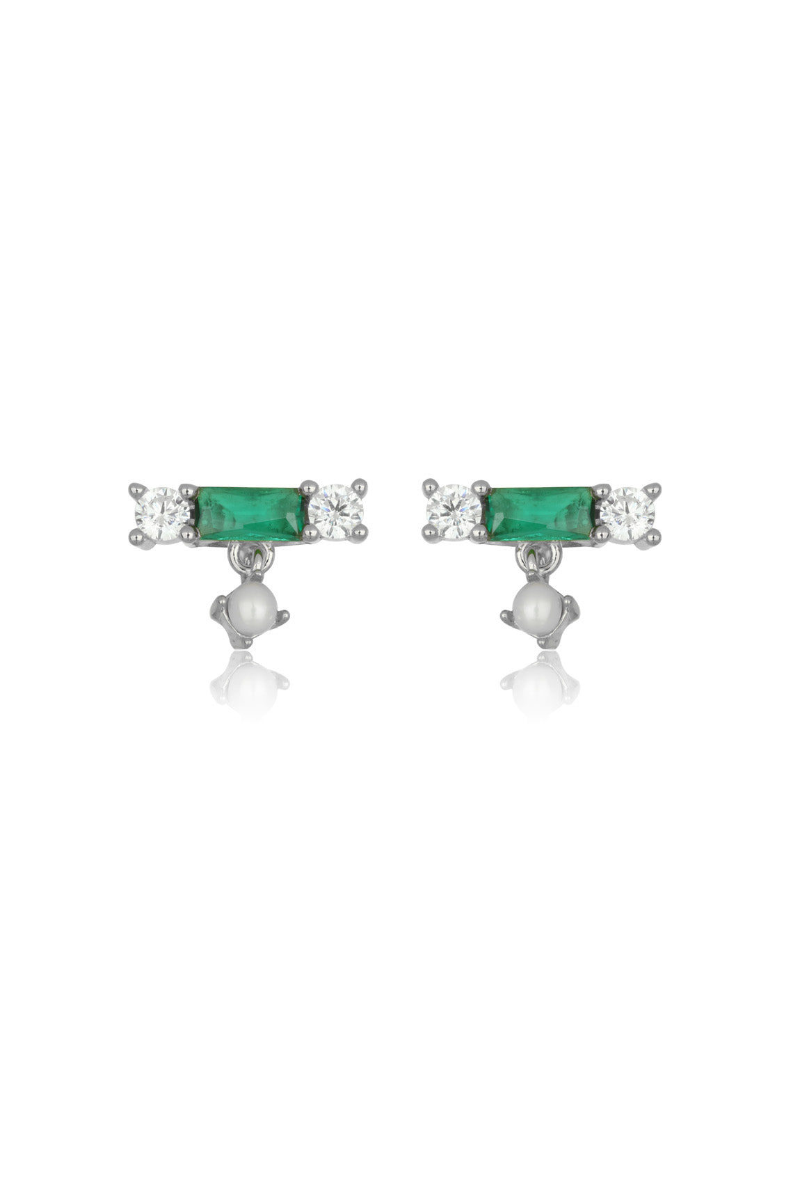 EMERALD ISLE FRESHWATER PEARL EARRINGS IN EMERALD AND SILVER