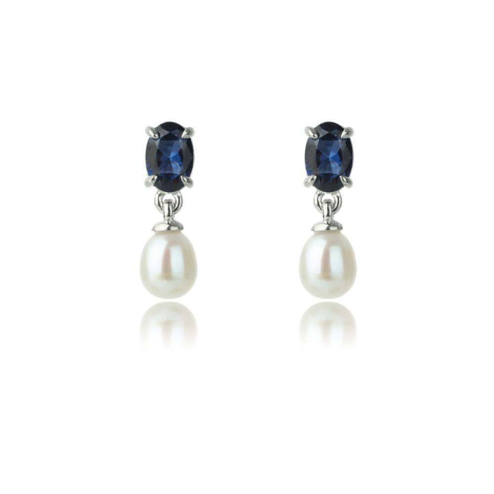 OCEANS WHITSUNDAYS FRESHWATER PEARL EARRINGS SAPPHIRE BLUE