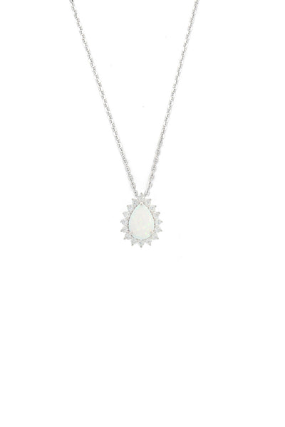 OPAL GLOW ROZELLE WHITE CREATED OPAL PENDANT SILVER