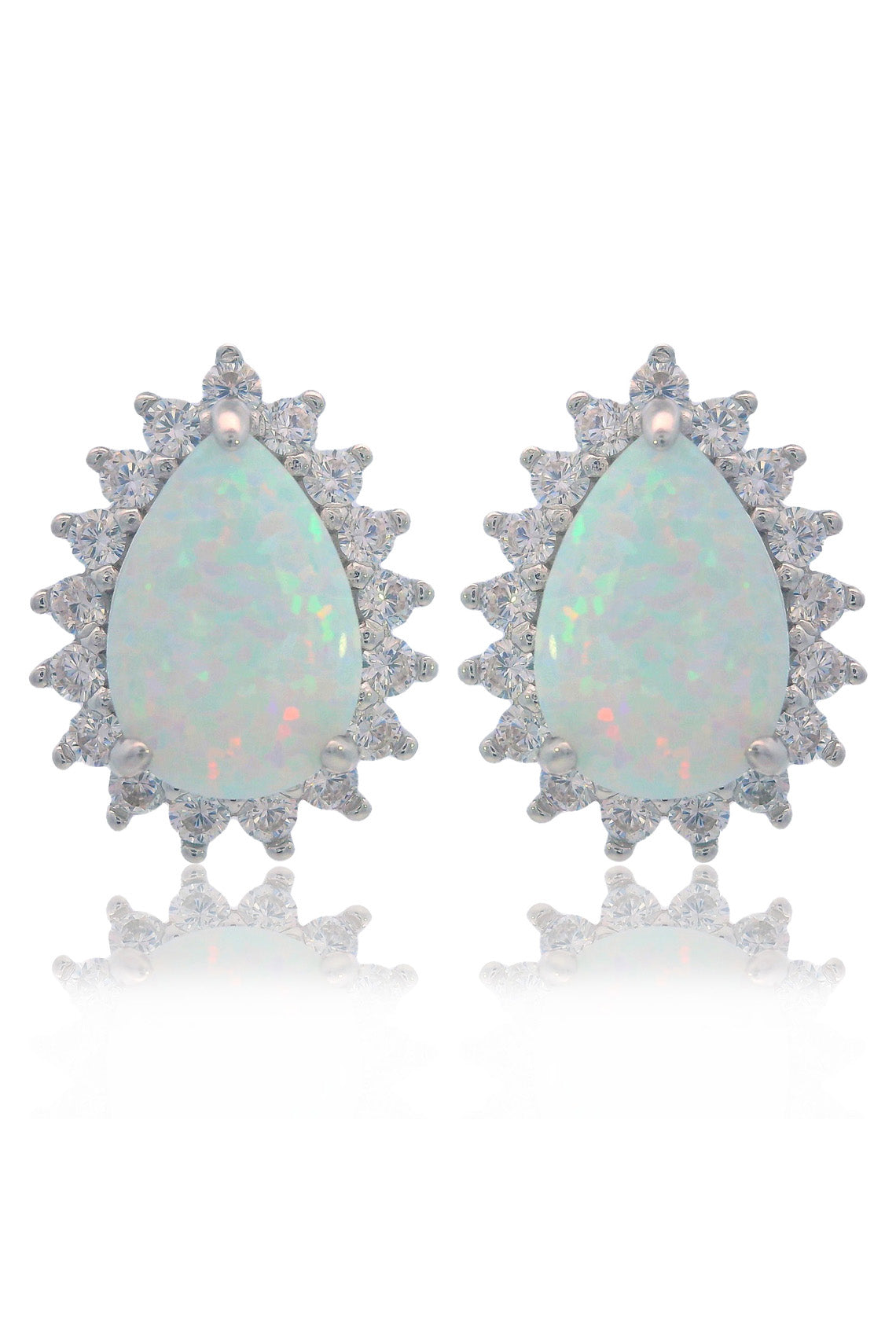 OPAL GLOW ROZELLE WHITE CREATED OPAL EARRINGS SILVER