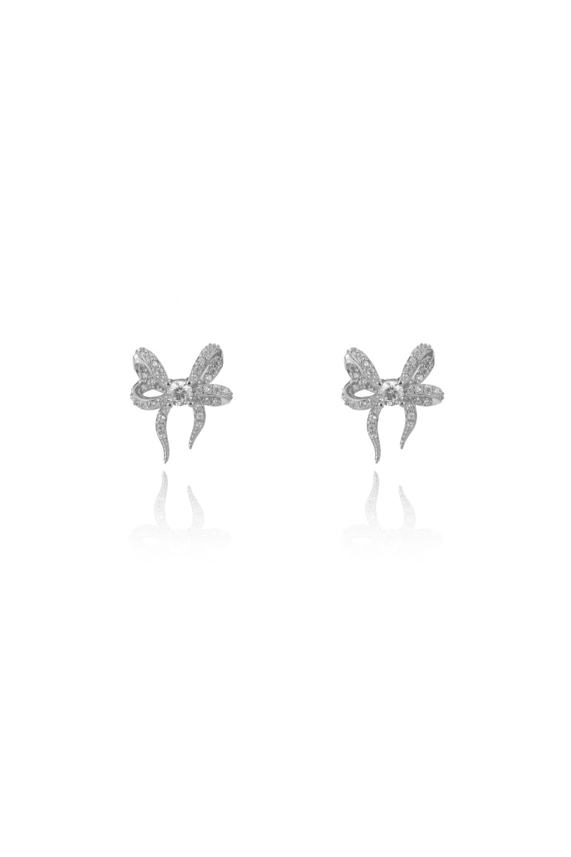 SWEETHEART BOW EARRINGS SILVER