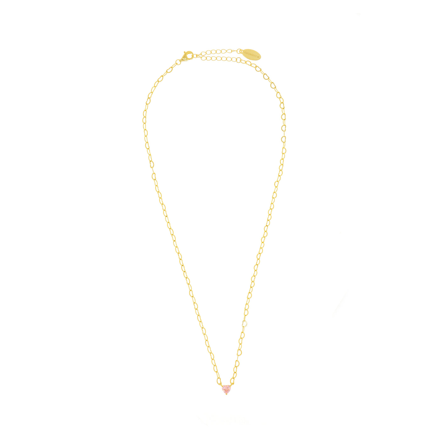 SWEETHEART HEART CHAIN NECKLACE PINK GOLD