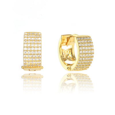 GODDESS MAEVE PAVE HOOP EARRINGS GOLD