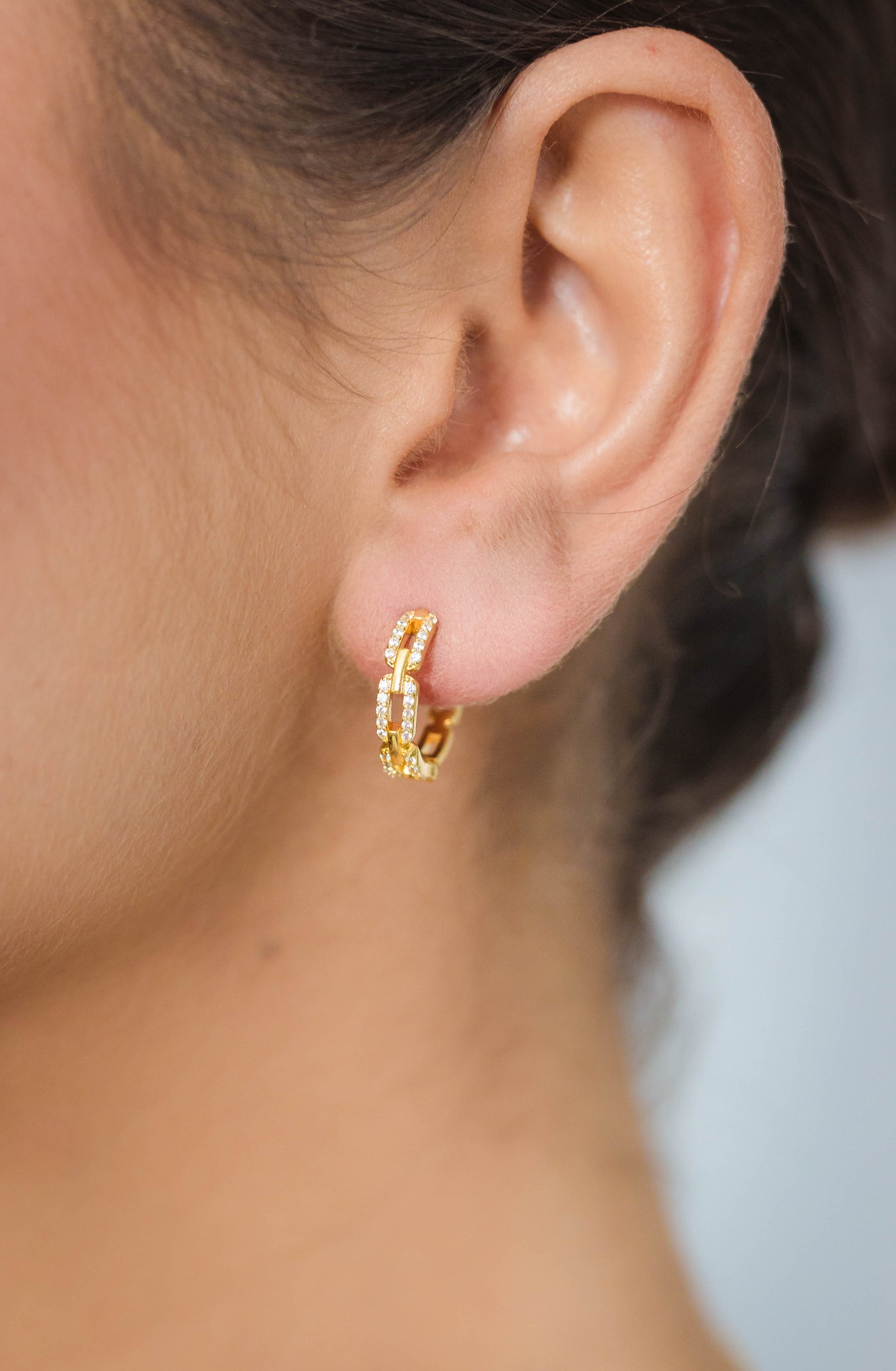 GODDESS LINK HOOP EARRINGS GOLD