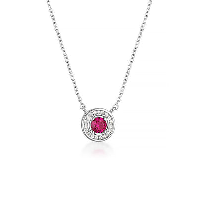 MILESTONE RUBY HALO PENDANT IN SILVER