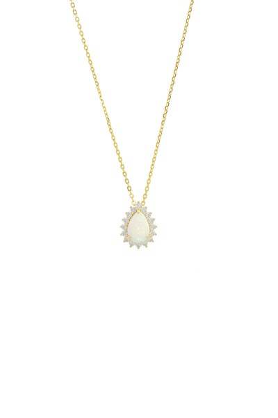 OPAL GLOW ROZELLE WHITE CREATED OPAL PENDANT GOLD