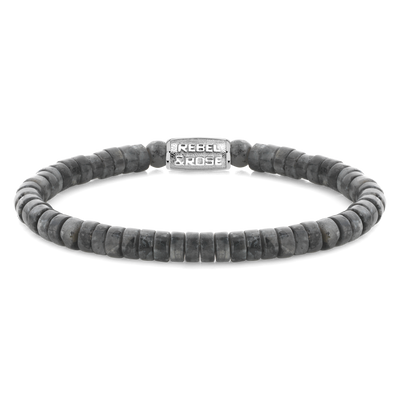 Rebel and Rose Slices - Larvakite Dark Grey 6mm Bracelet