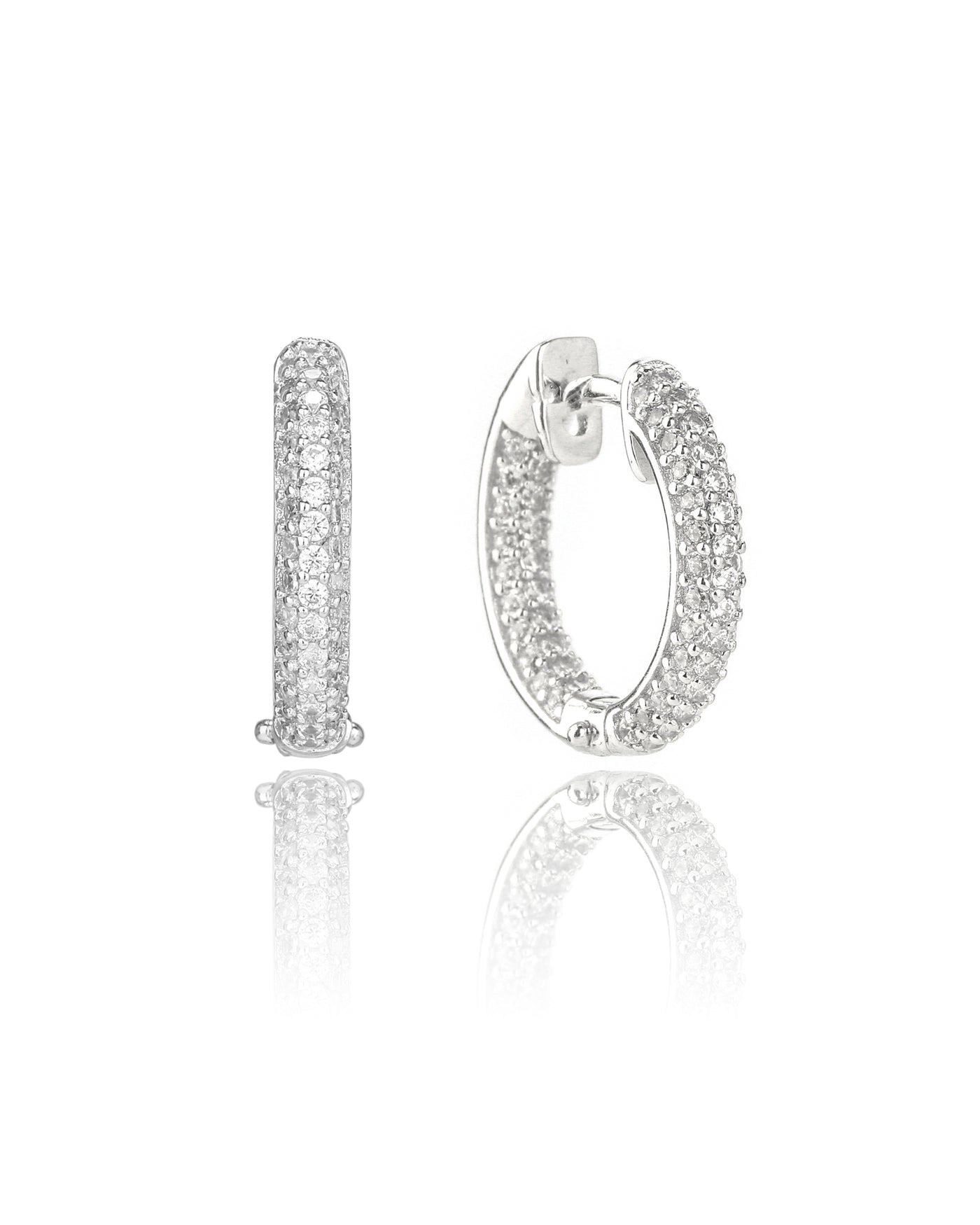 GODDESS PAVE HOOPS SILVER