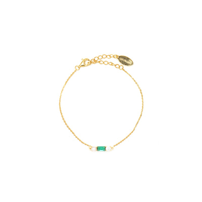 EMERALD ISLE FRESHWATER PEARL BRACELET IN EMERALD AND GOLD