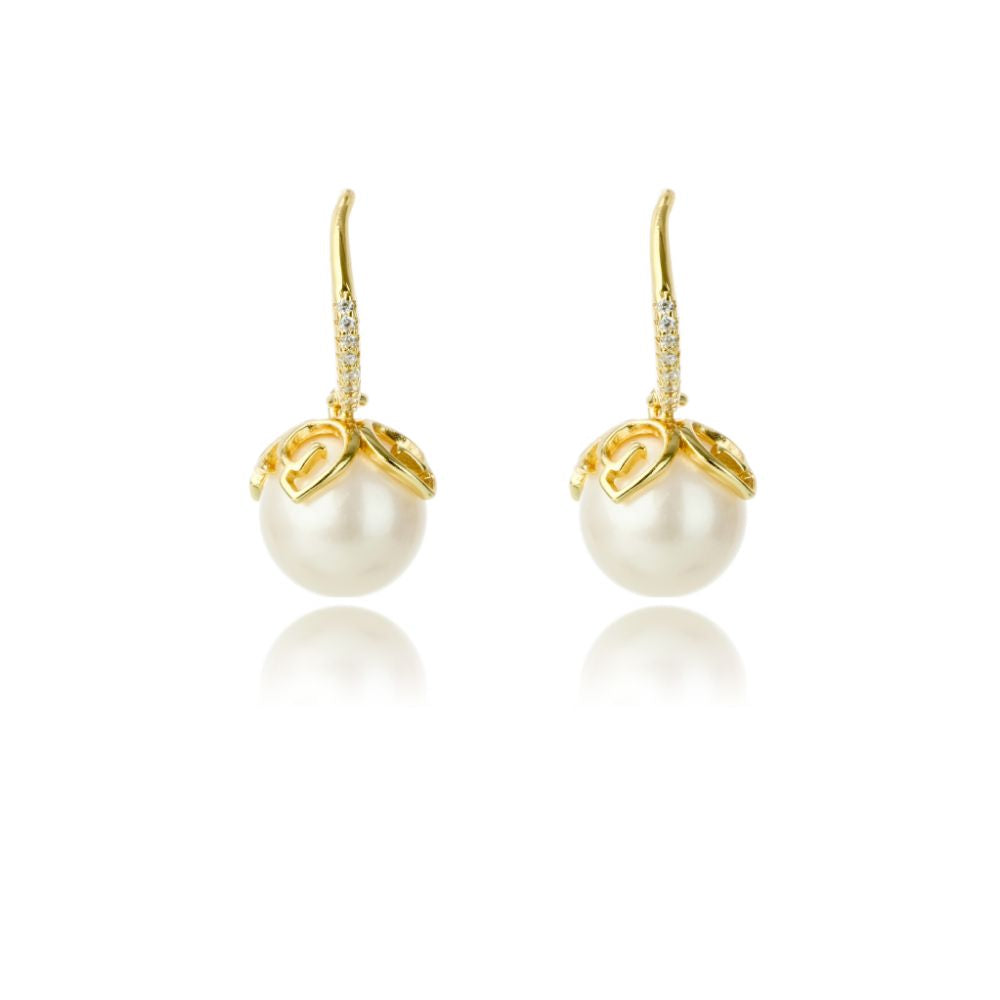 OCEANS PALM COVE FRESHWATER PEARL EARRINGS GOLD