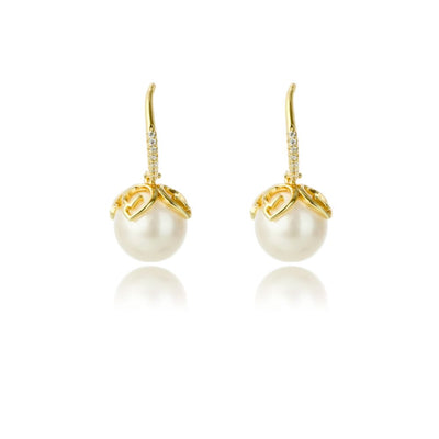 OCEANS PALM COVE FRESHWATER PEARL EARRINGS GOLD