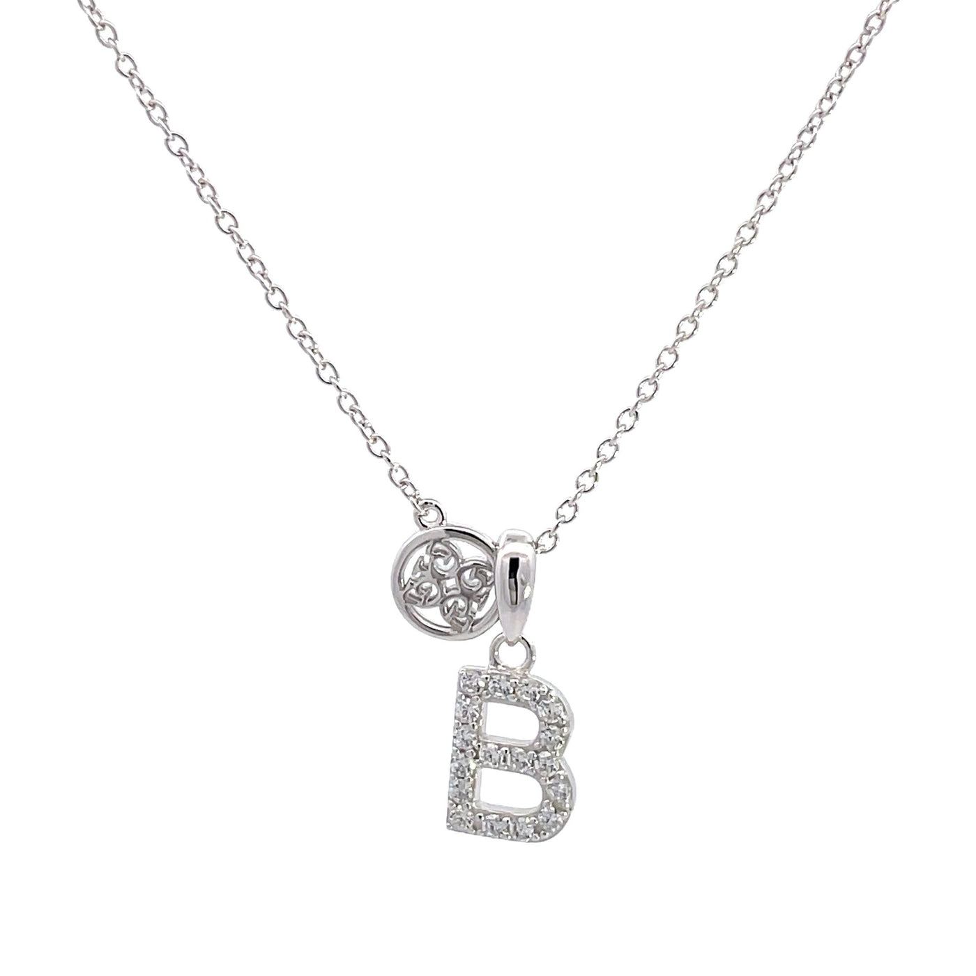 LUXURY LETTERS B INITIAL PENDANT SILVER