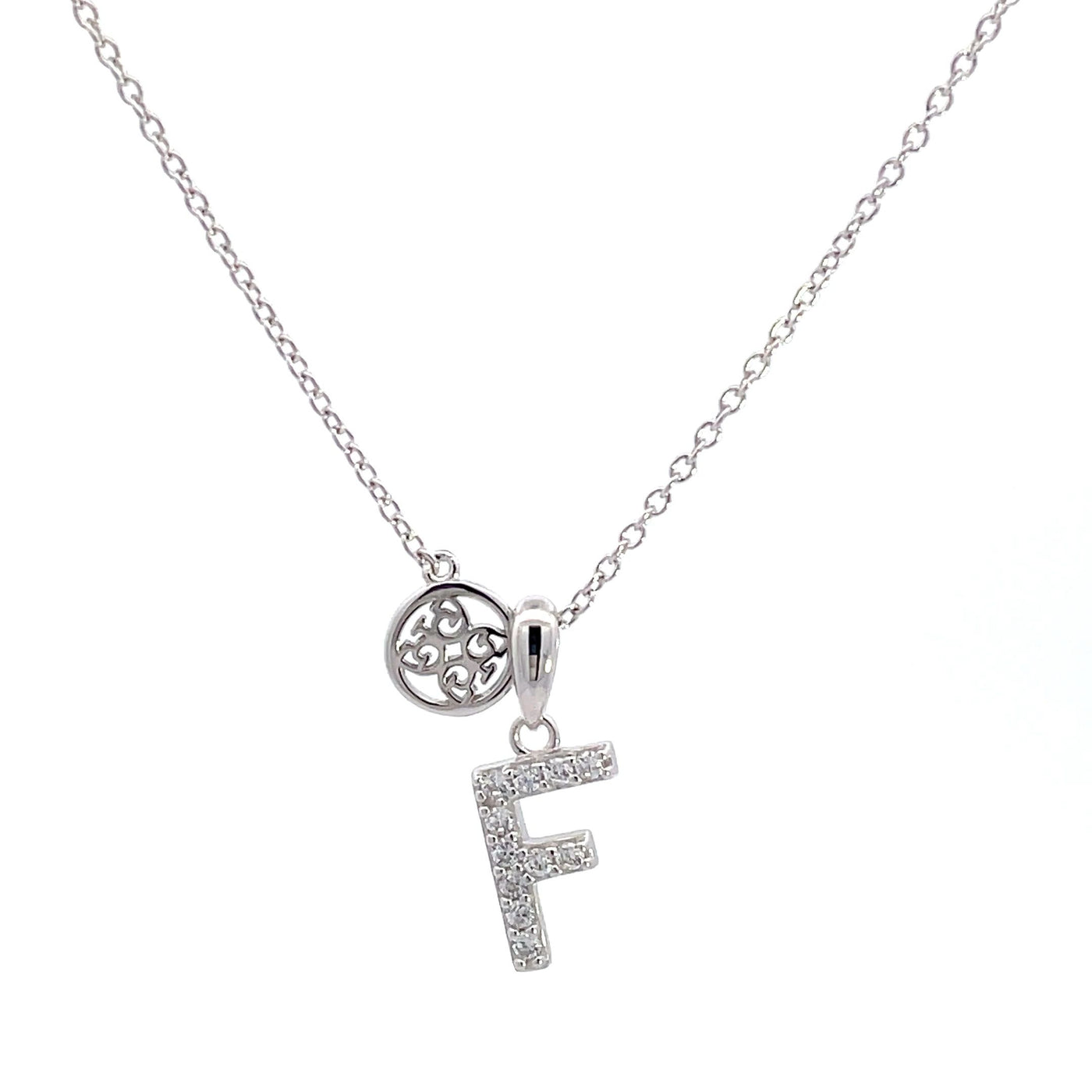 LUXURY LETTERS F INITIAL PENDANT SILVER