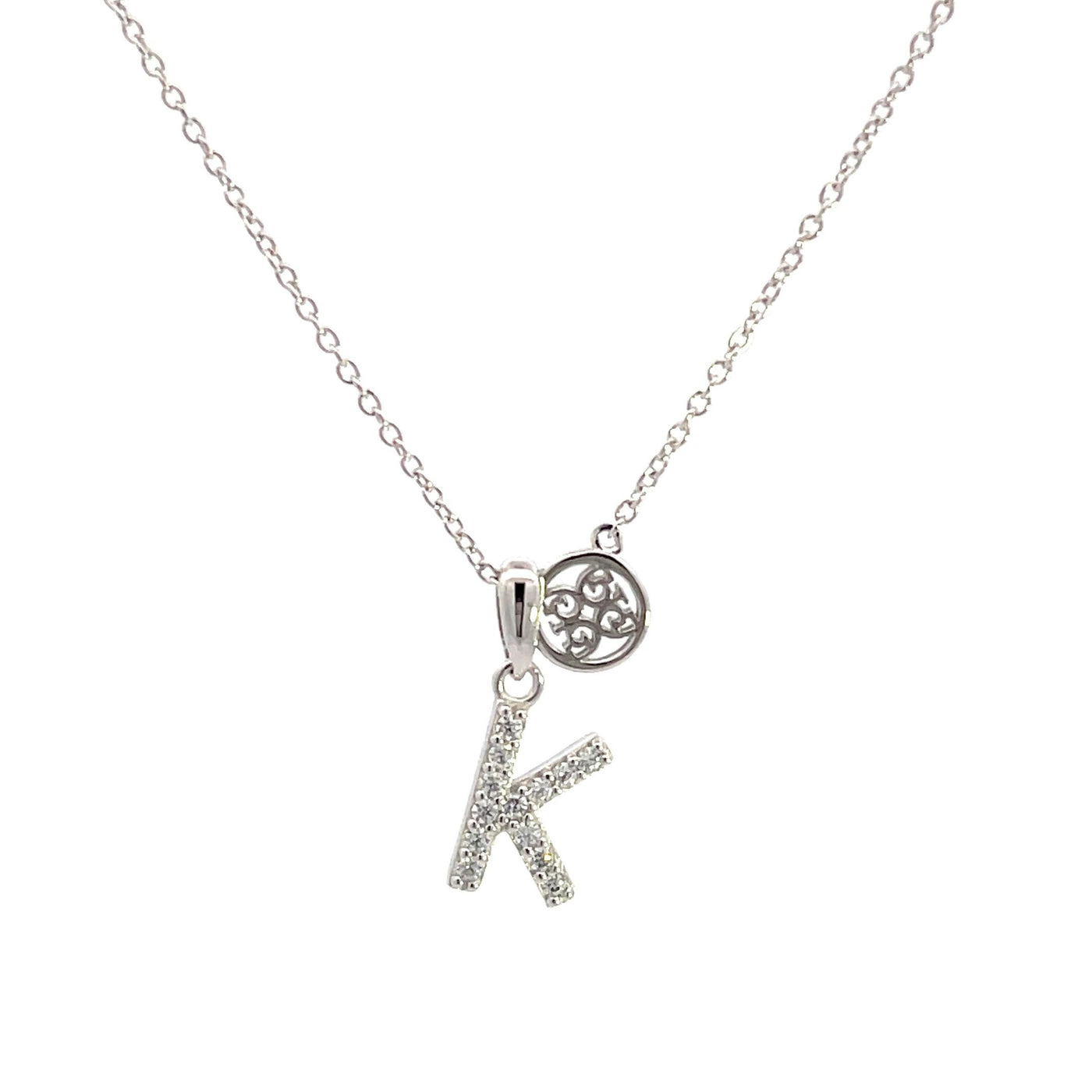 LUXURY LETTERS K INITIAL PENDANT SILVER