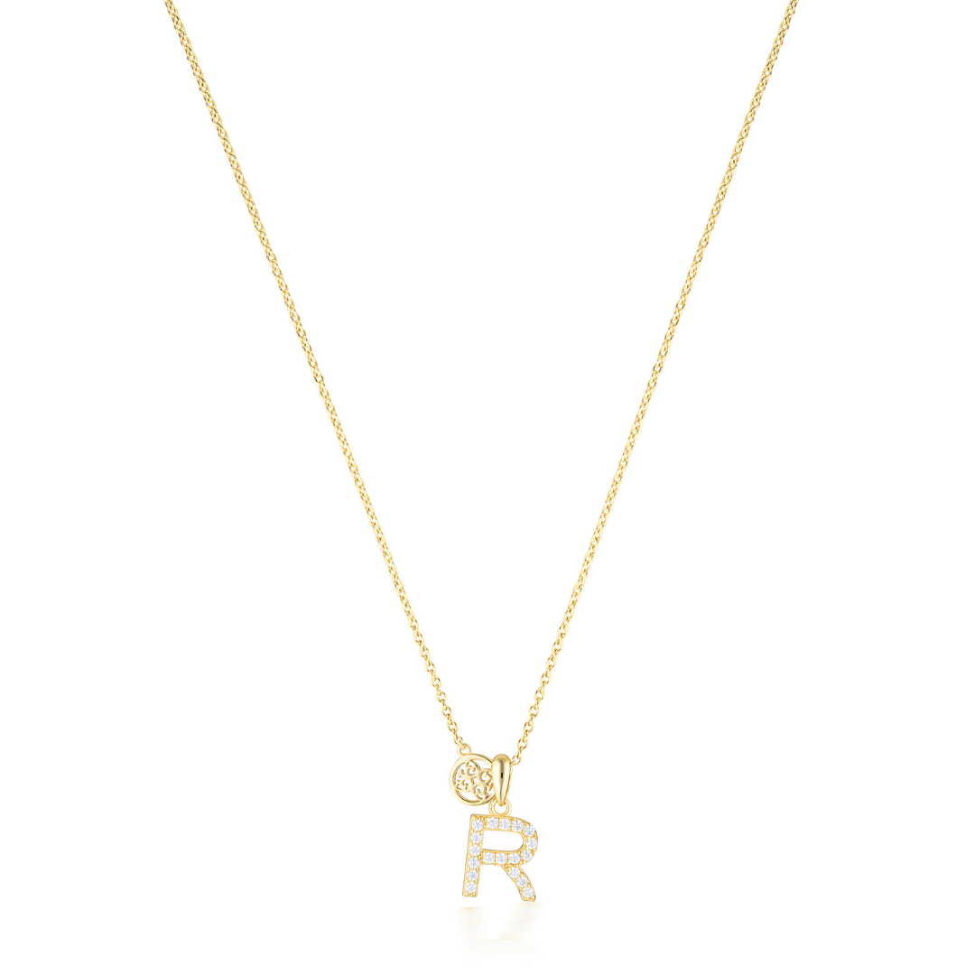 LUXURY LETTERS R INITIAL PENDANT GOLD