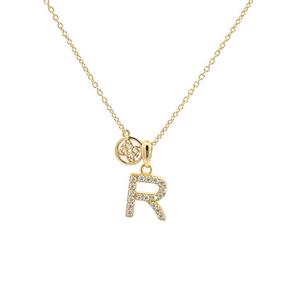 LUXURY LETTERS R INITIAL PENDANT GOLD