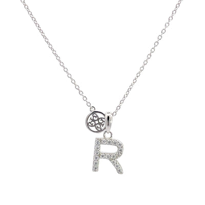 LUXURY LETTERS R INITIAL PENDANT SILVER