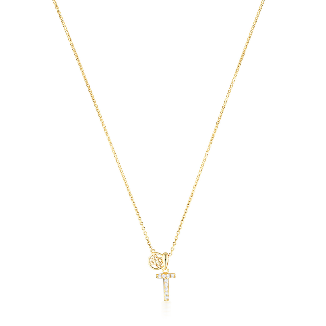 LUXURY LETTERS T INITIAL PENDANT GOLD