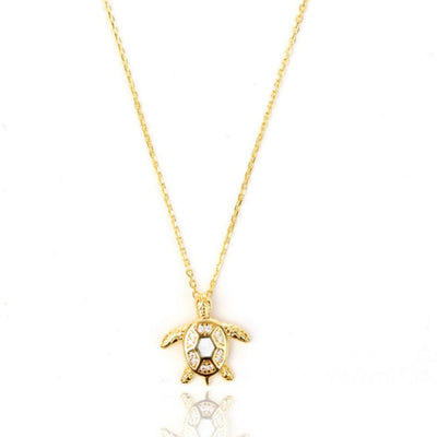 OCEANS SEA TURTLE MOTHER OF PEARL NECKLACE GOLD