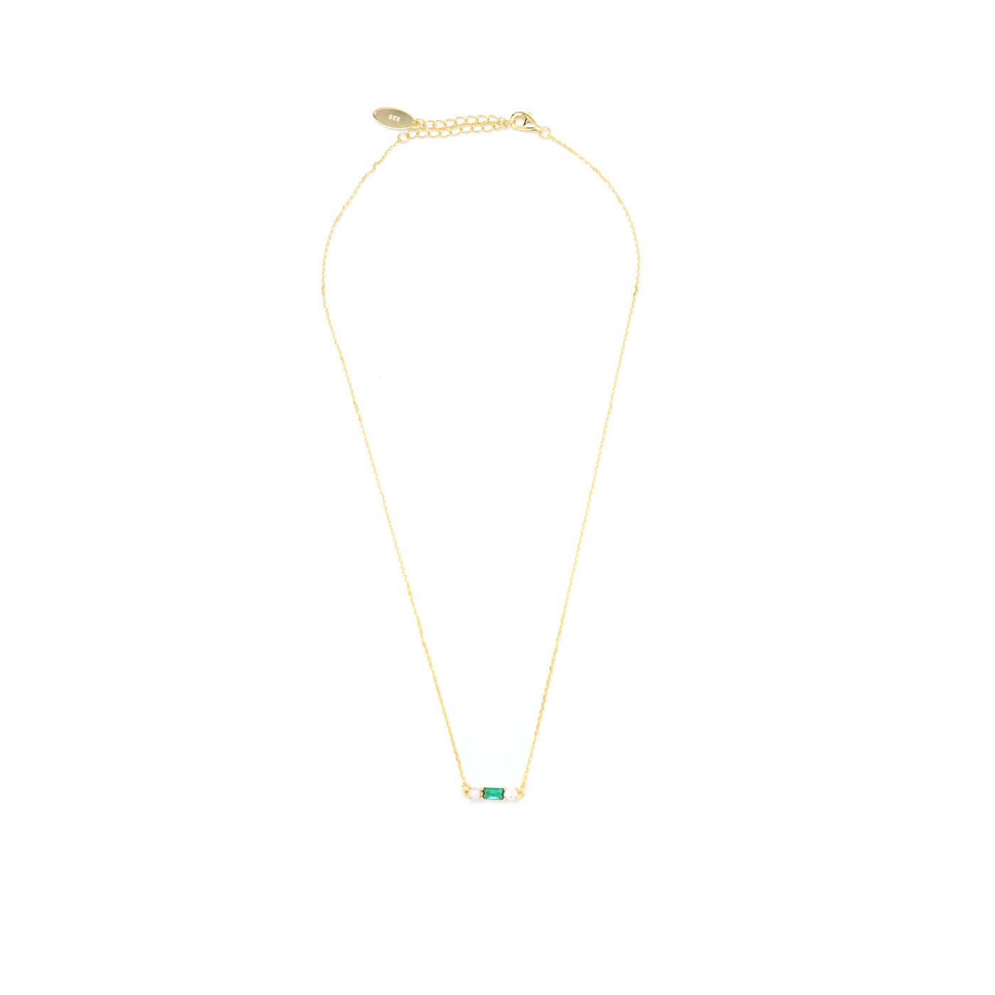 EMERALD ISLE FRESHWATER PEARL NECKLACE IN EMERALD AND GOLD