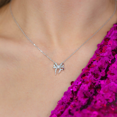 SWEETHEART BOW NECKLACE SILVER