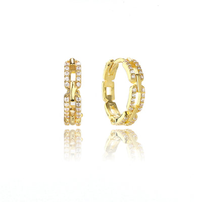 GODDESS LINK HOOP EARRINGS GOLD