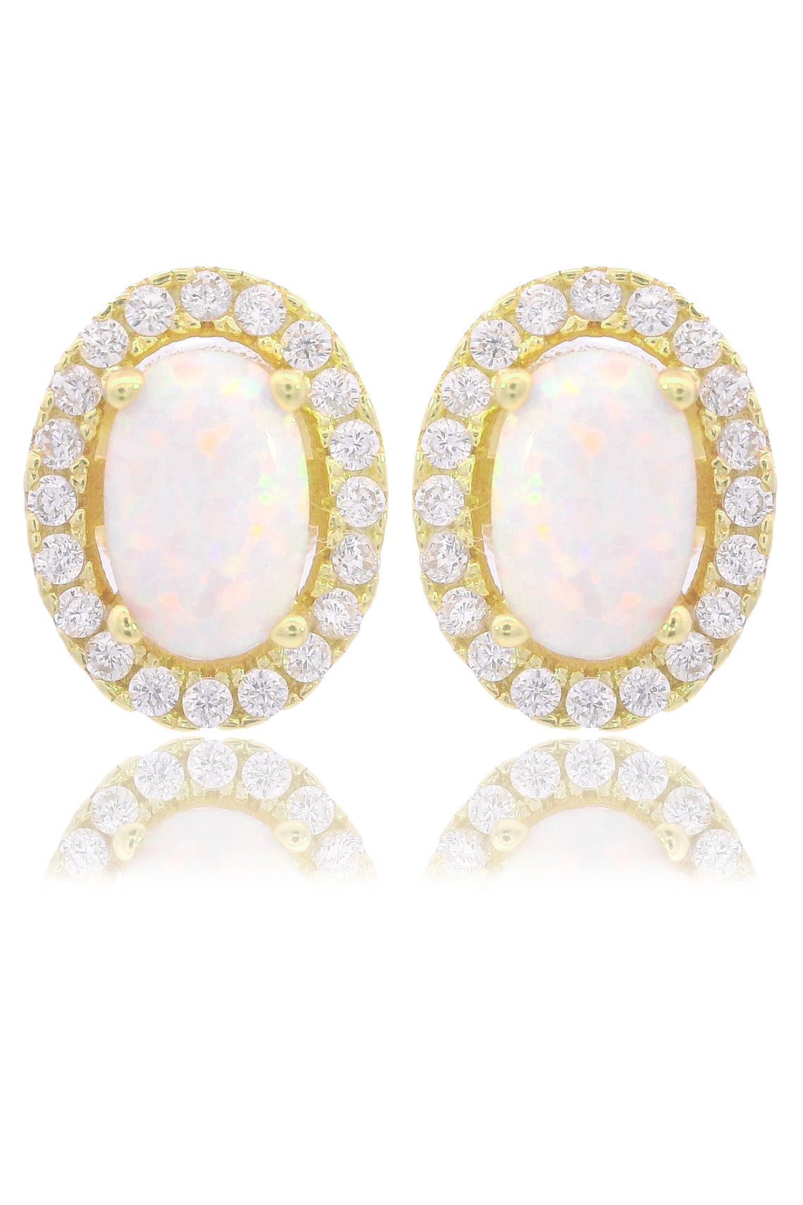 OPAL GLOW BLACKWATTLE WHITE CREATED OPAL EARRINGS GOLD