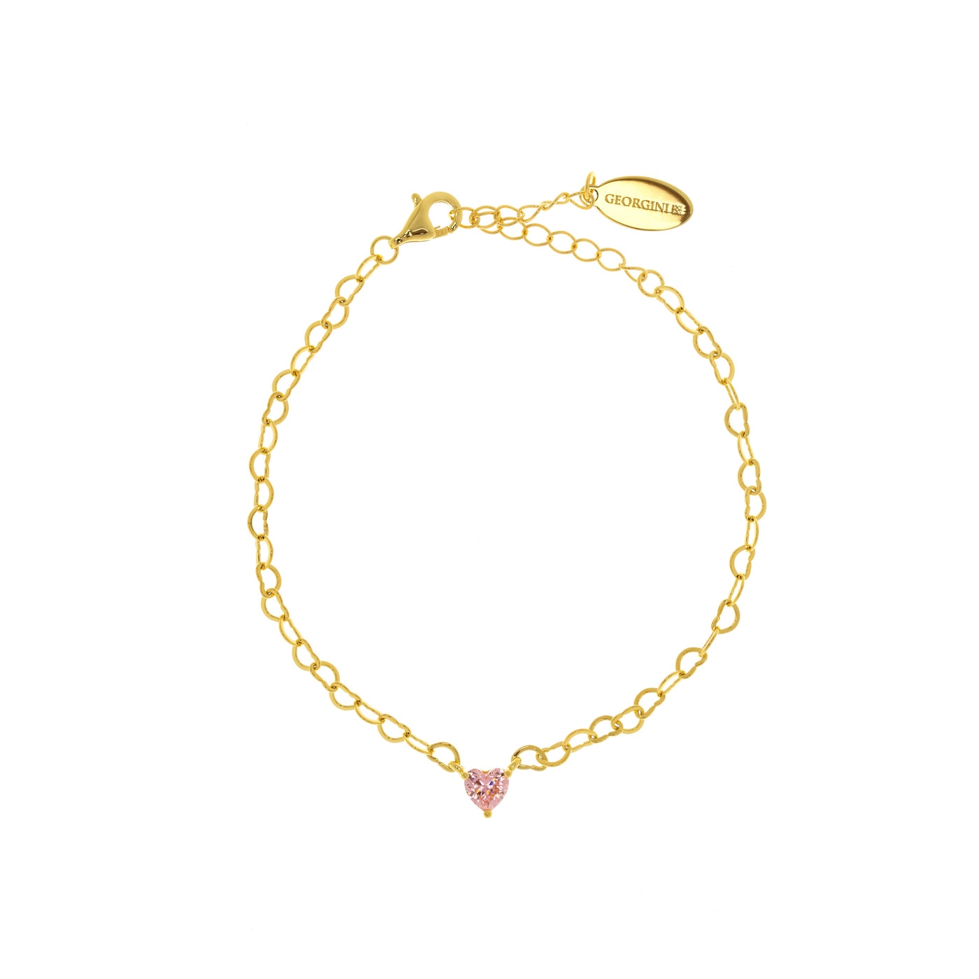 SWEETHEART HEART CHAIN BRACELET PINK GOLD