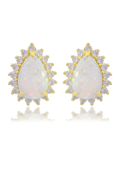 OPAL GLOW ROZELLE WHITE CREATED OPAL EARRINGS GOLD