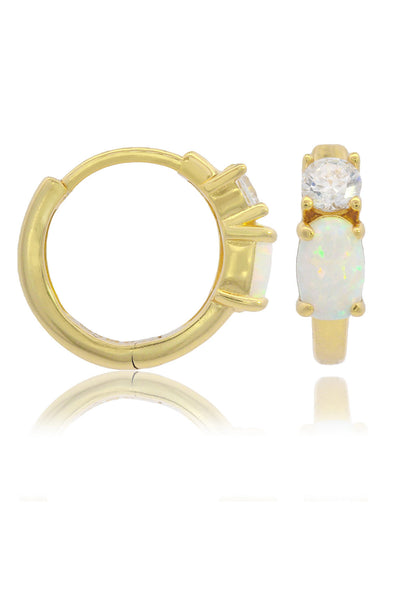 OPAL GLOW WHITE CREATED OPAL HOOP EARRINGS GOLD