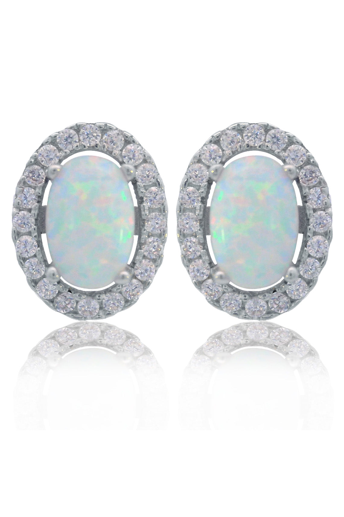 OPAL GLOW BLACKWATTLE WHITE CREATED OPAL EARRINGS SILVER