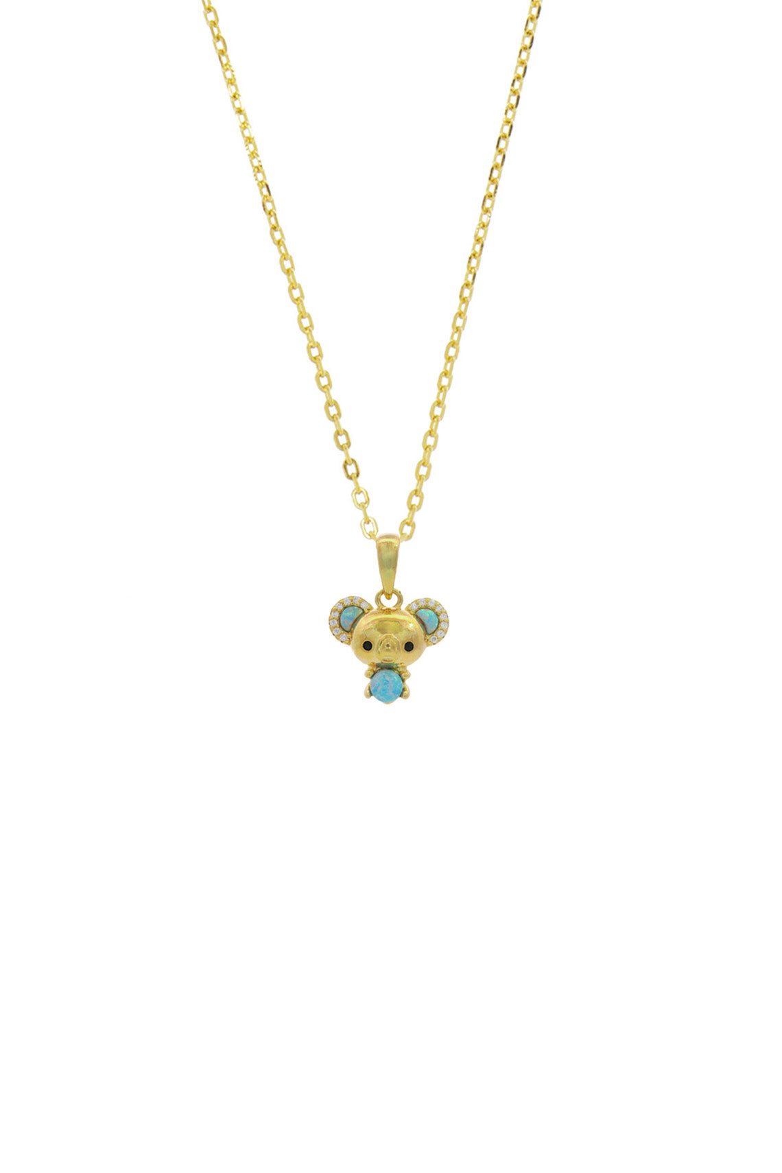 OPAL GLOW BLUE CREATED OPAL KOALA PENDANT GOLD